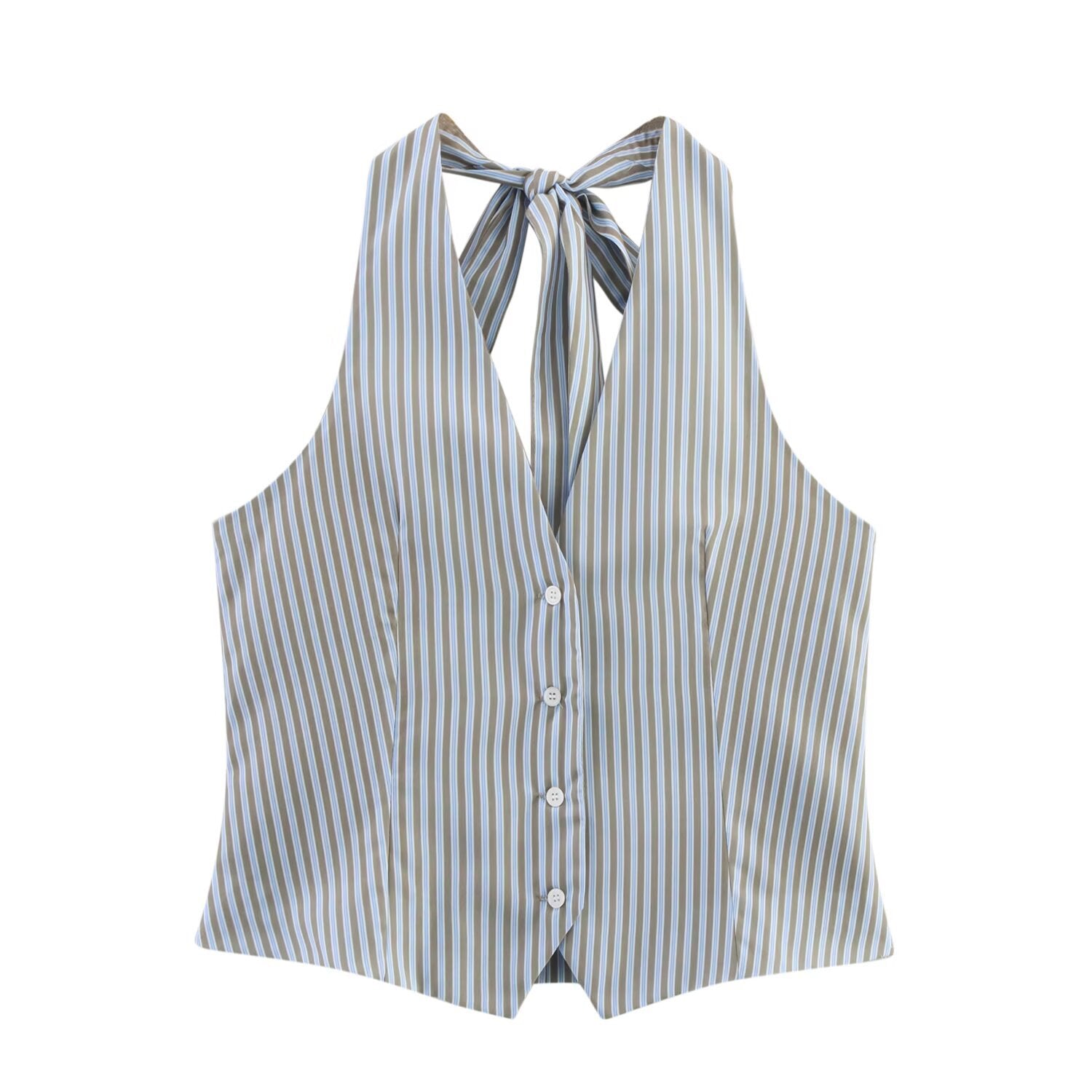 Fashion casual striped halter neck vest style top+pants set for women