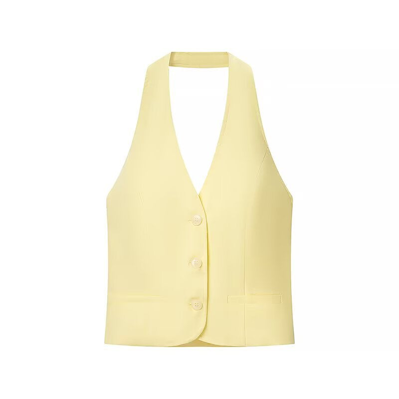 Women's European and American style V-neck hanging neck vest+casual shorts set