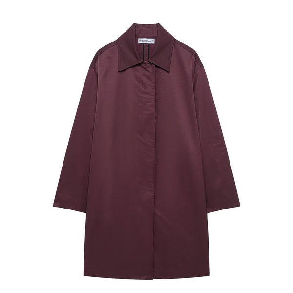 Fashionable loose collared single breasted trench coat jacket