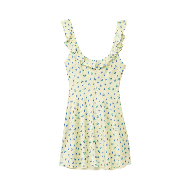 Printed silk satin texture dress for women