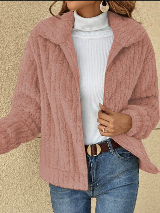 New autumn and winter woolen cardigan with a short collar jacket