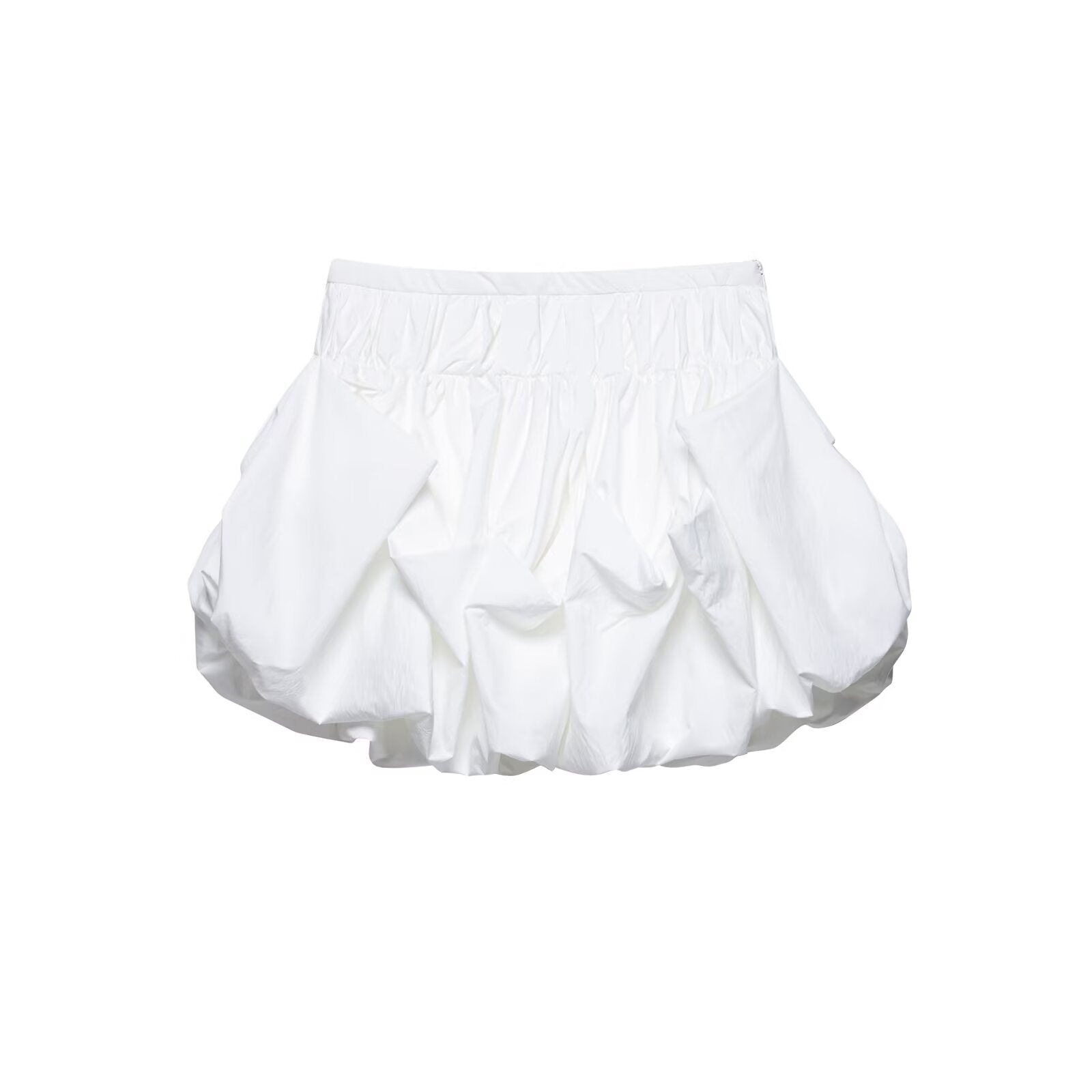 Elastic waist solid color short pleated puffy skirt half skirt