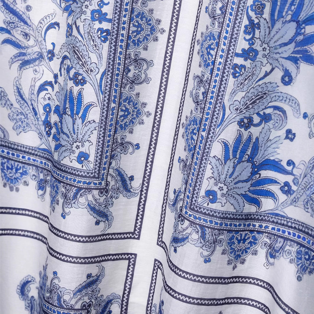 Elastic waisted printed mid length skirt for women