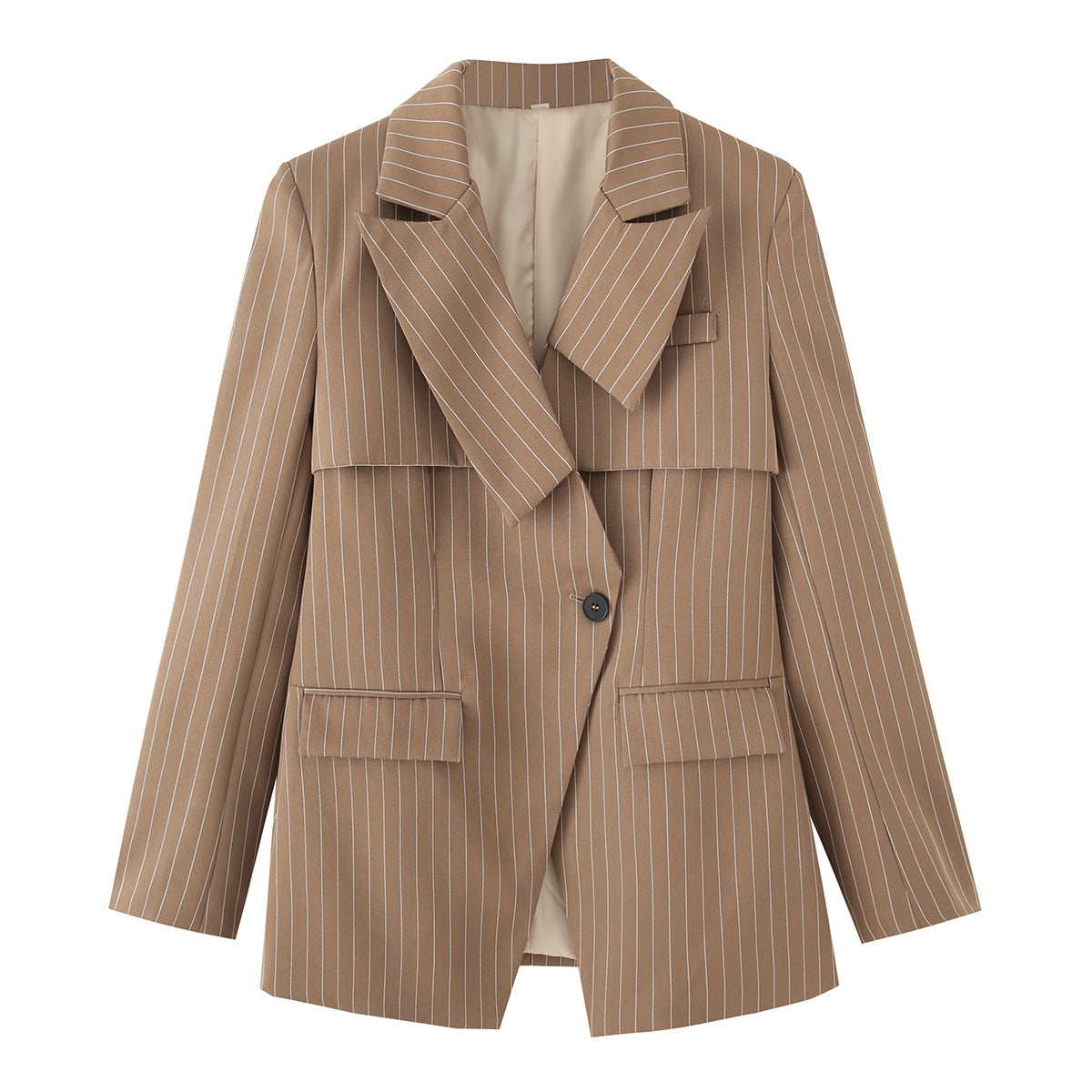 Striped loose suit jacket top for women