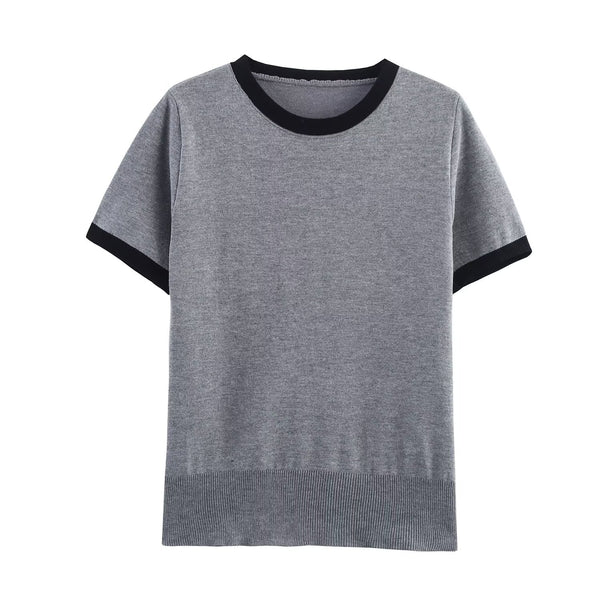 Women's European and American style round neck short sleeved T-shirt top
