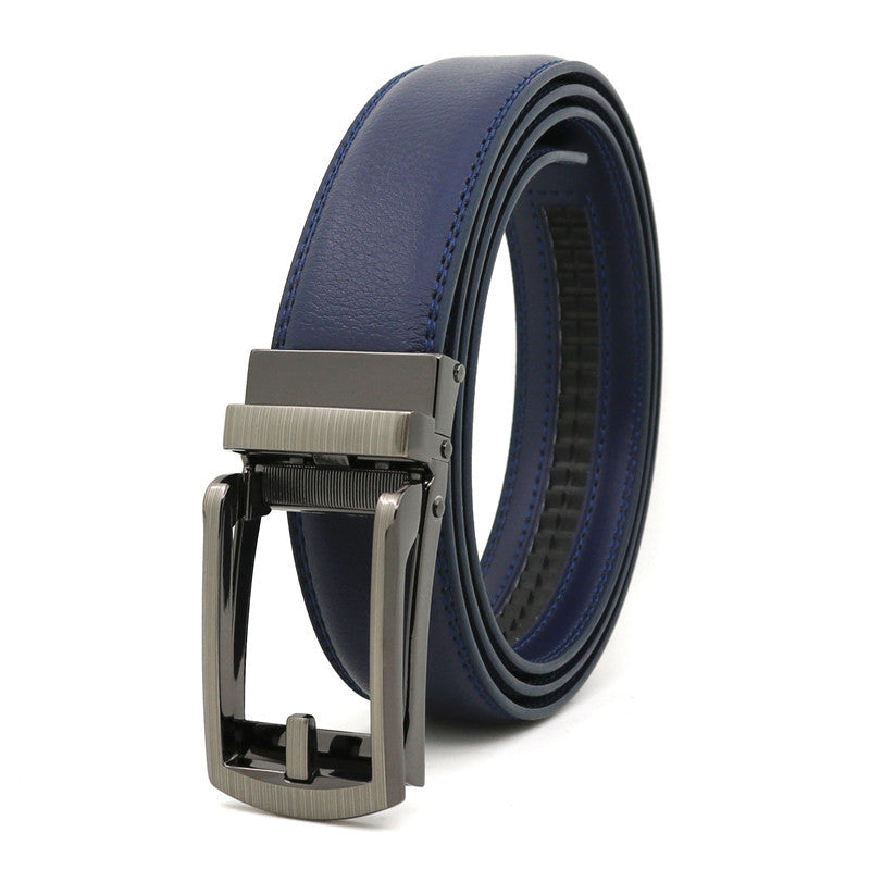 Men's Click Belt fake needle belt automatic buckle two-layer cowhide leather belt