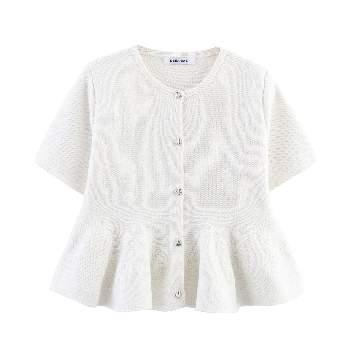 Short skirt style hem long sleeved knitted sweater jacket for women