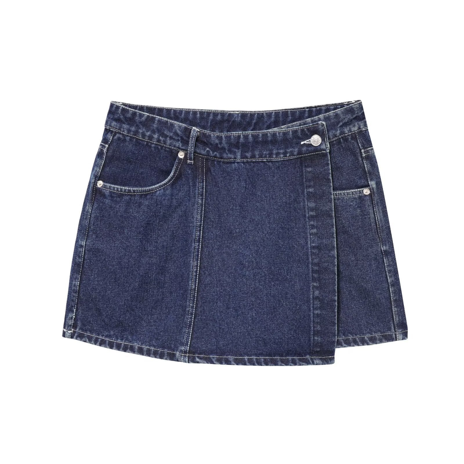 Denim top+irregular skirt and pants set for women