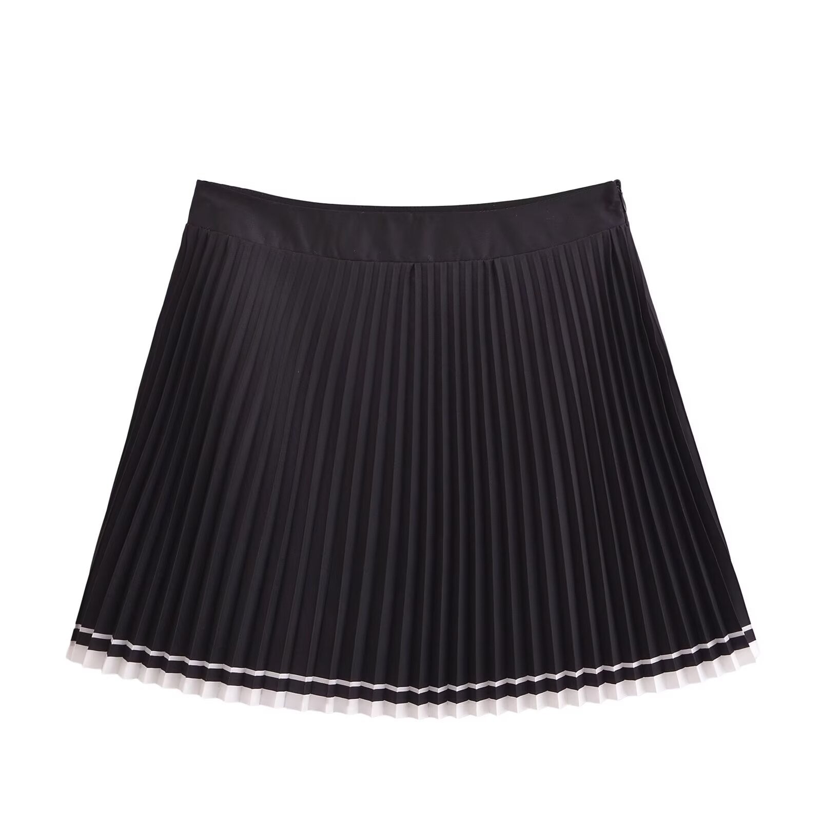 European and American style pleated color matching fashion mini skirt for women