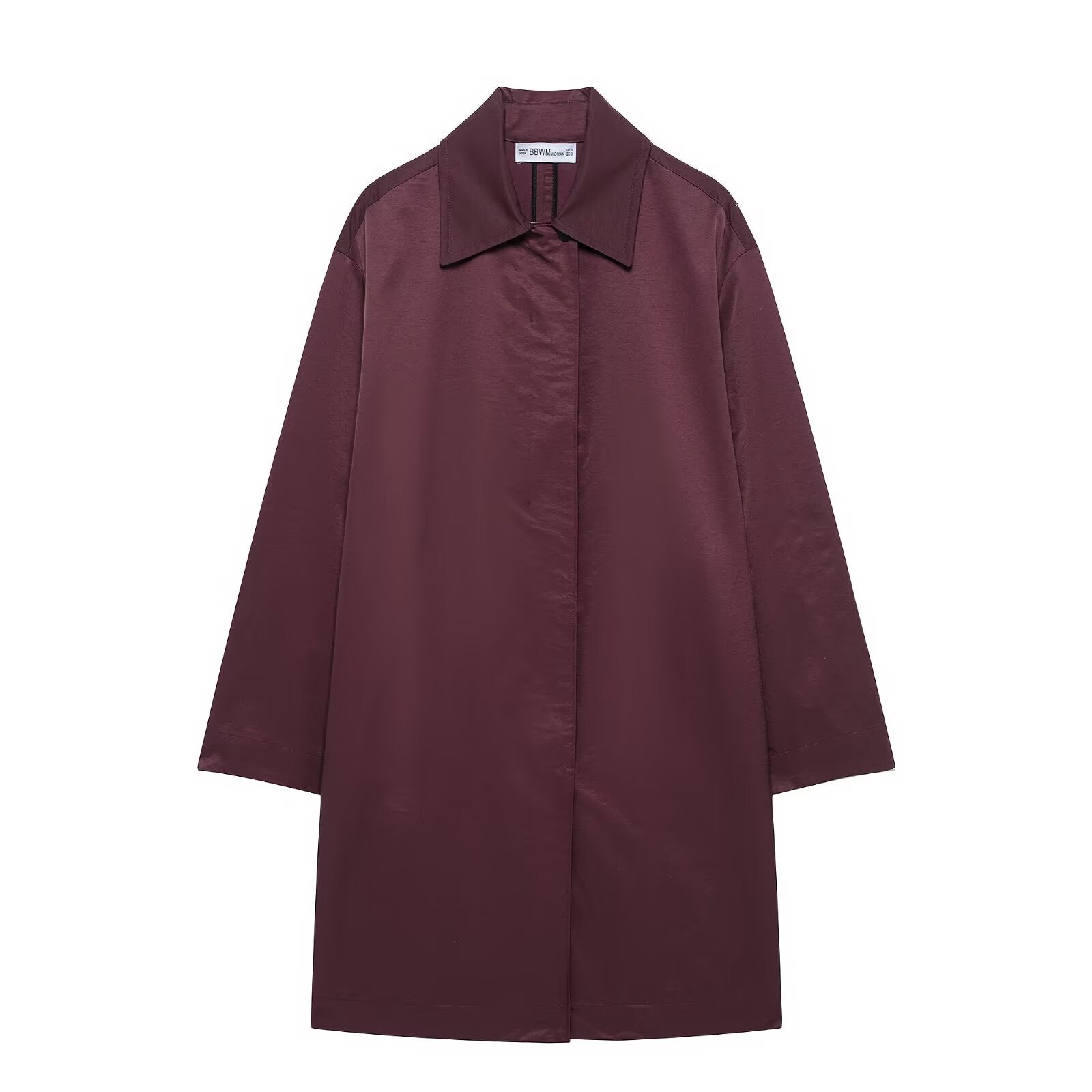 Fashionable loose collared single breasted trench coat jacket