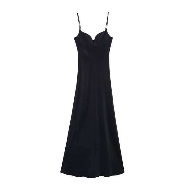 Fashionable slim fit and slimming silk texture dress for women