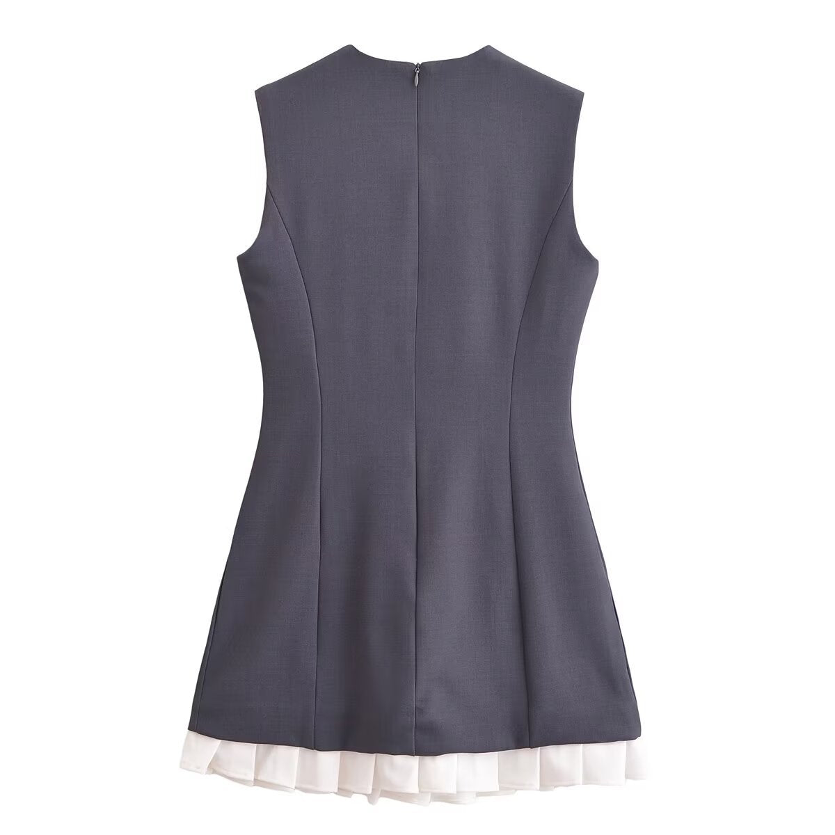 Bow decoration patchwork pleated hem dress for women