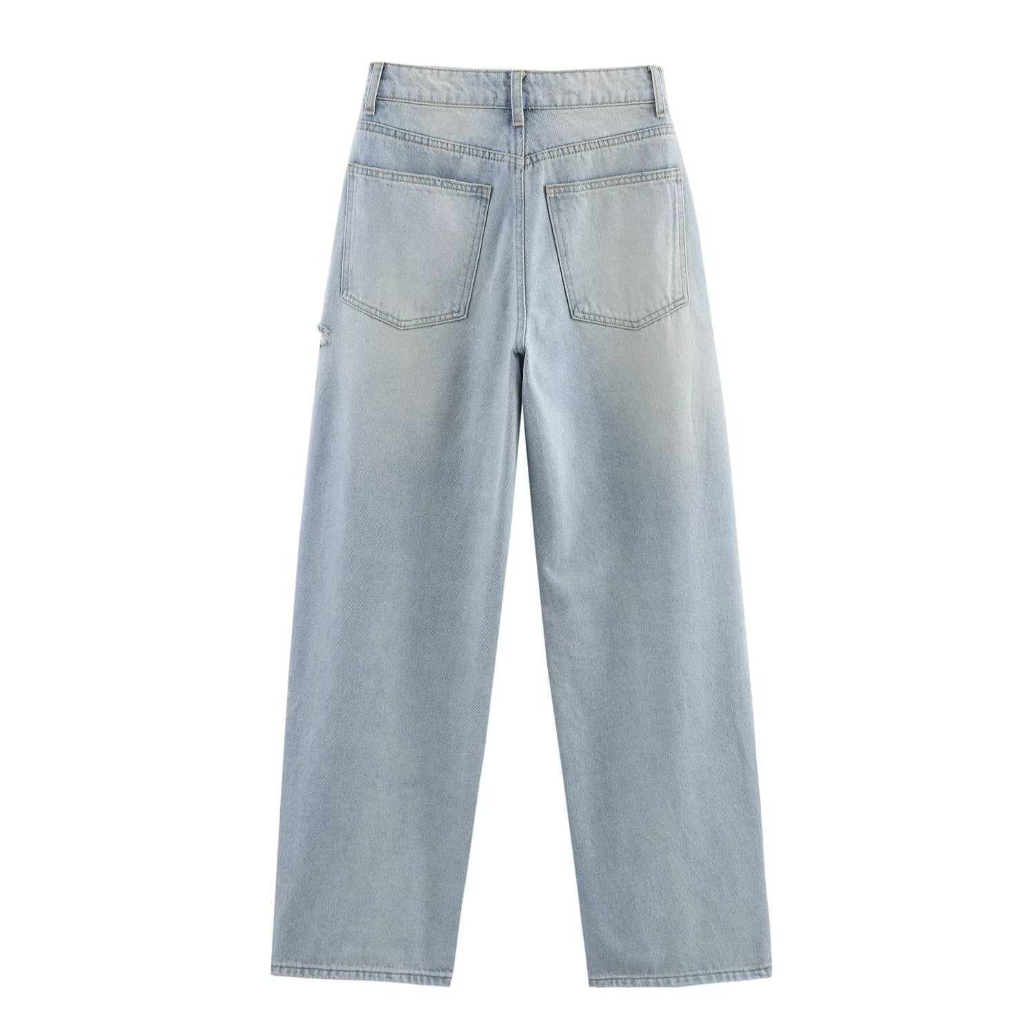 Ripped high waisted loose jeans for women