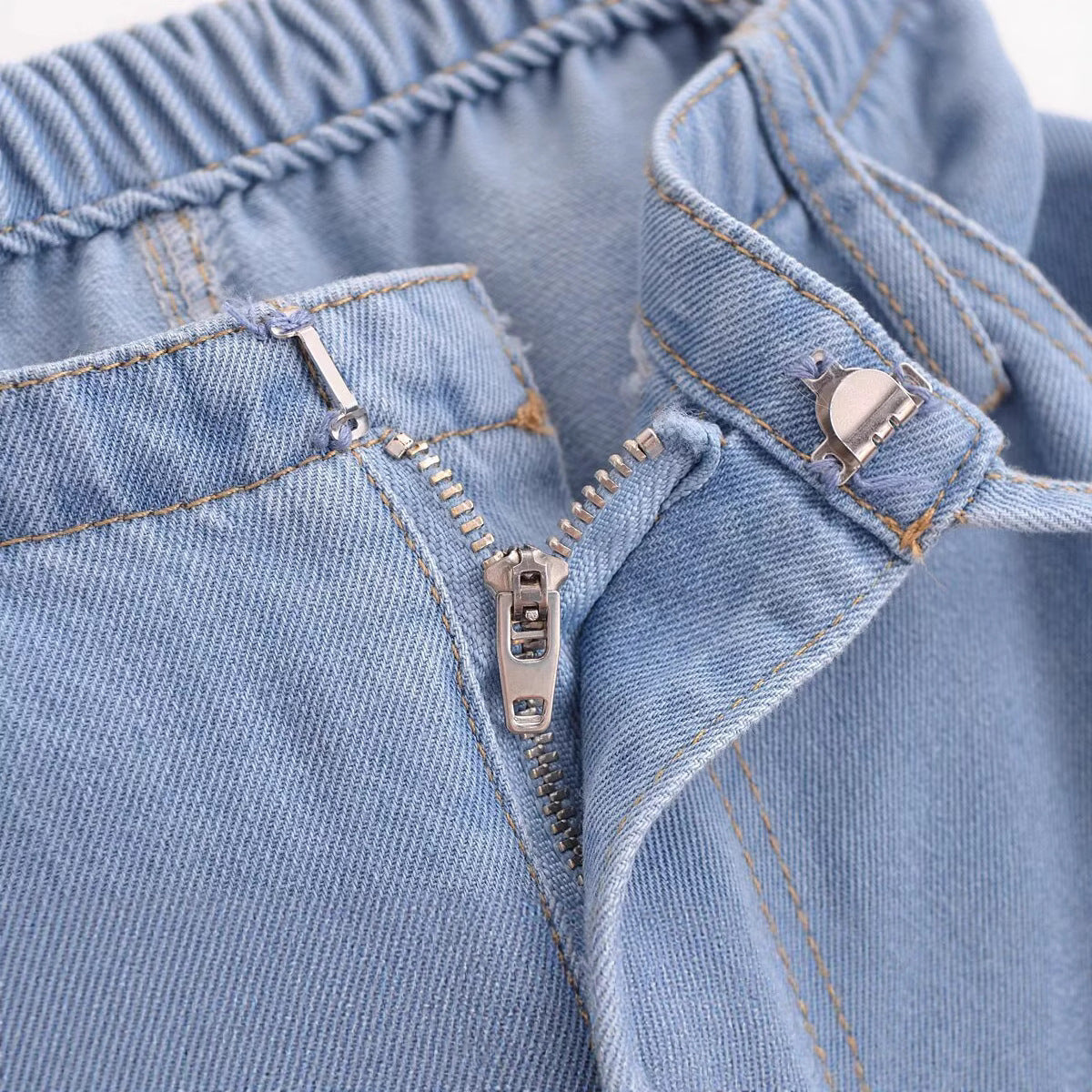 Strap up design straight leg jeans for women