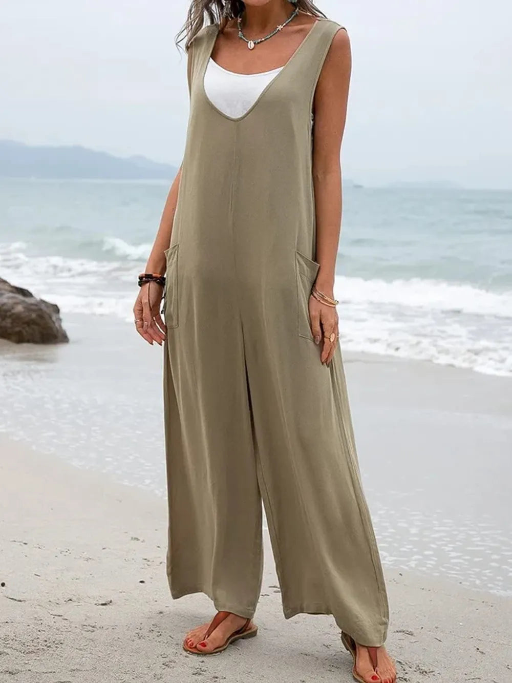 Spring and summer style women's jumpsuit sleeveless women's jumpsuit