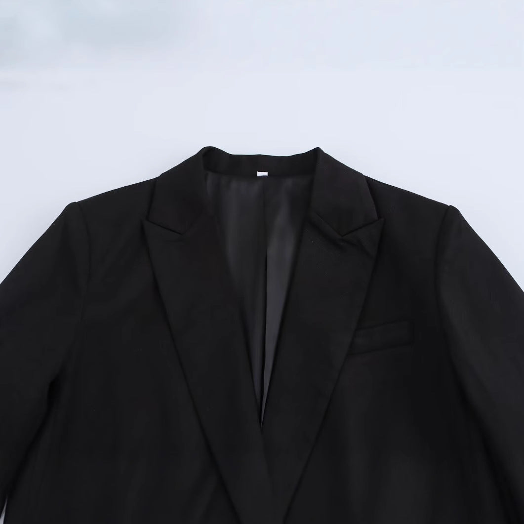 Fashionable wrap up tie up long sleeved suit jacket top