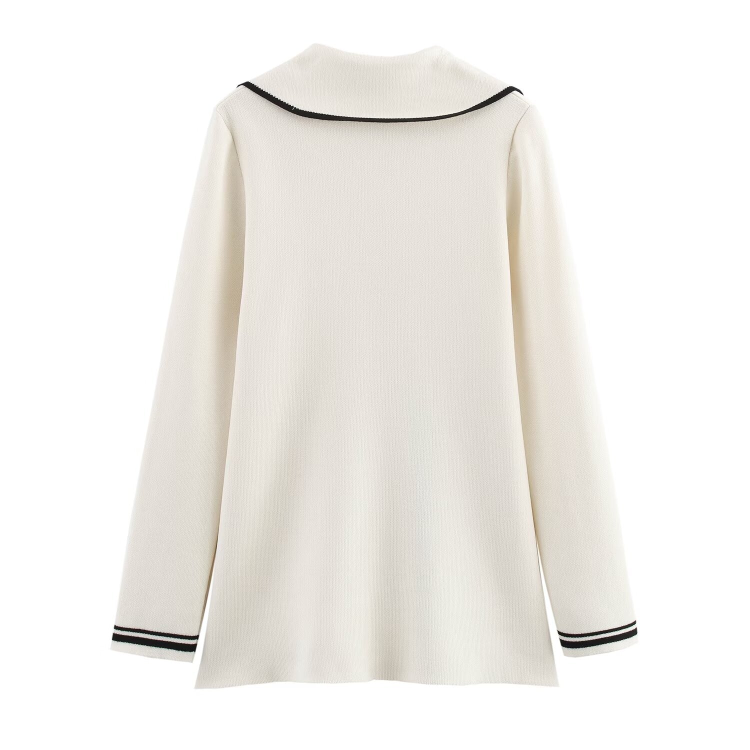 Edge embellished double breasted knitted suit jacket for women