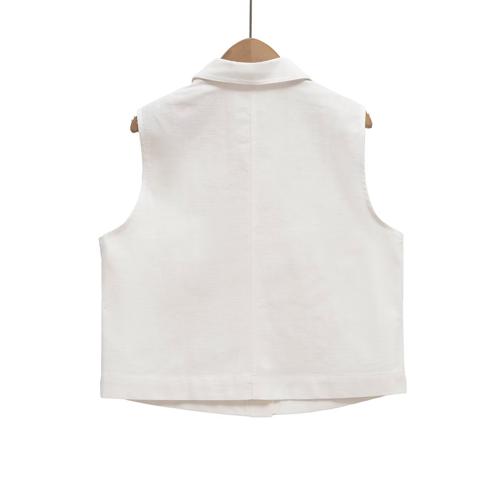 Women's collar sleeveless vest set with waist belt and shorts