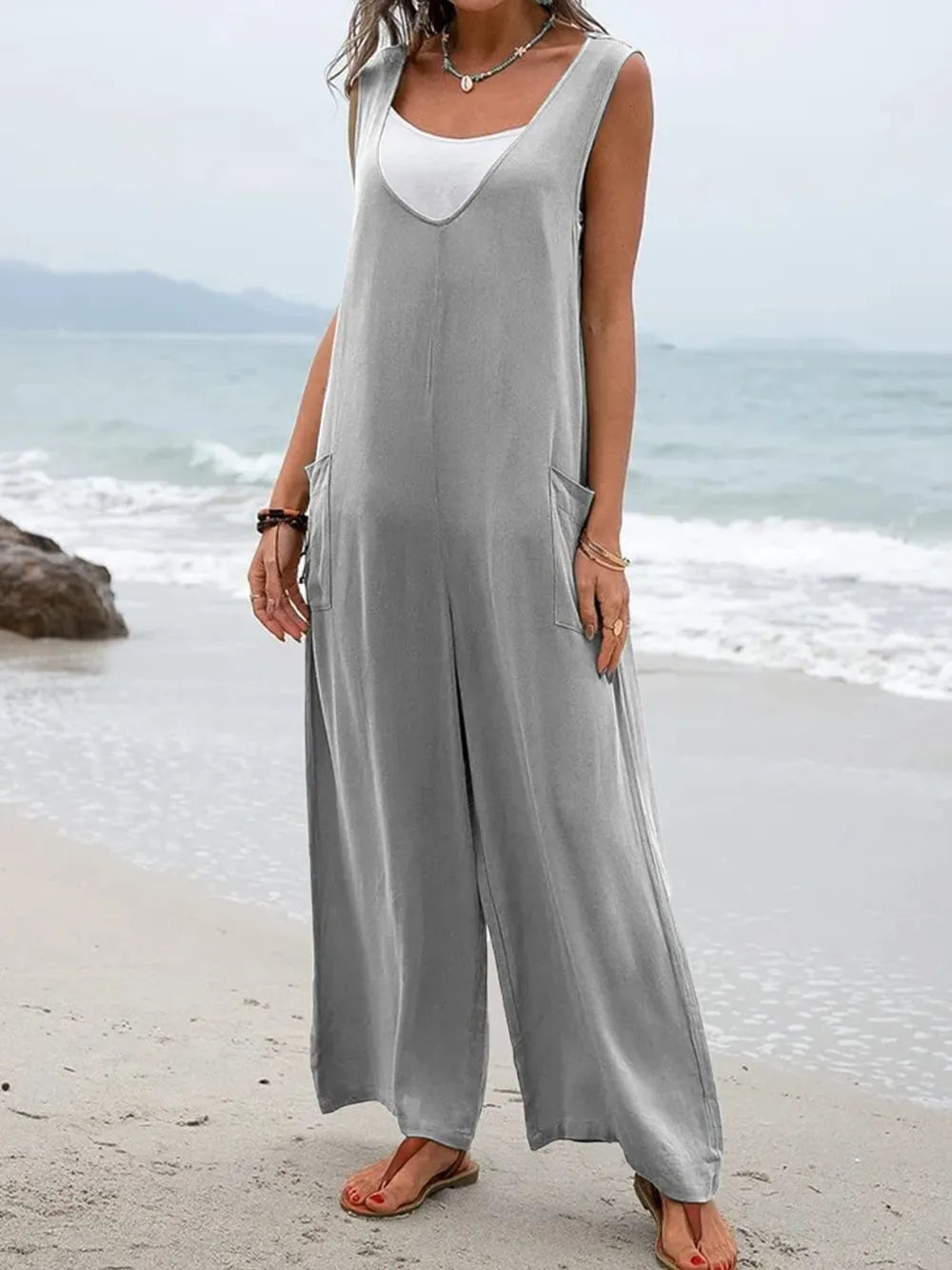 Spring and summer style women's jumpsuit sleeveless women's jumpsuit