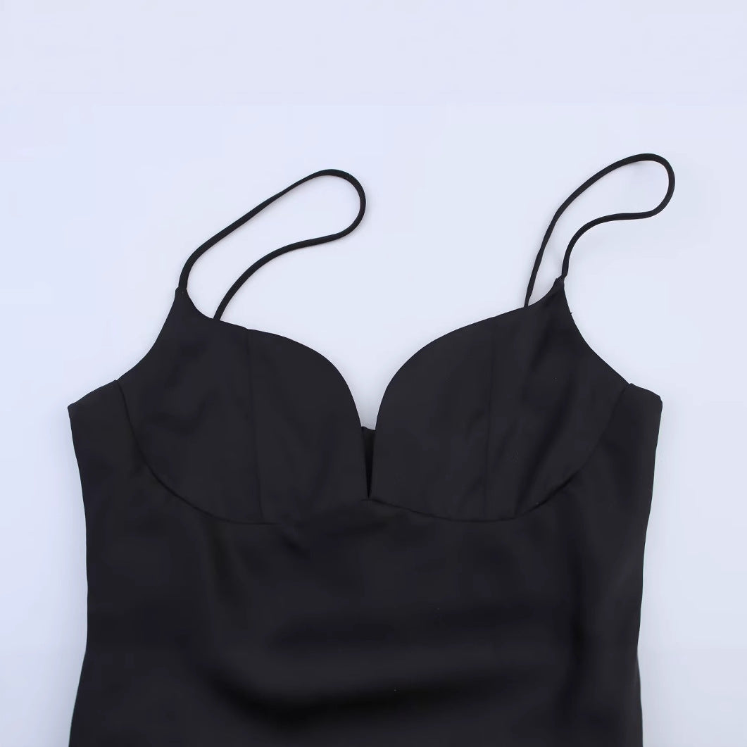 Fashionable slim fit and slimming silk texture dress for women