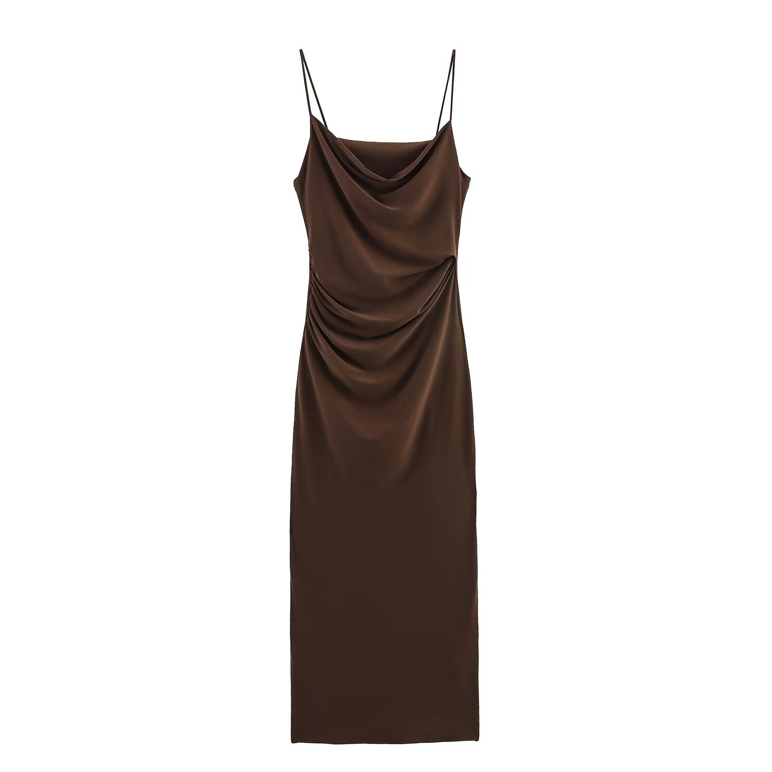 Wrinkled decorative camisole wrapped hip dress for women