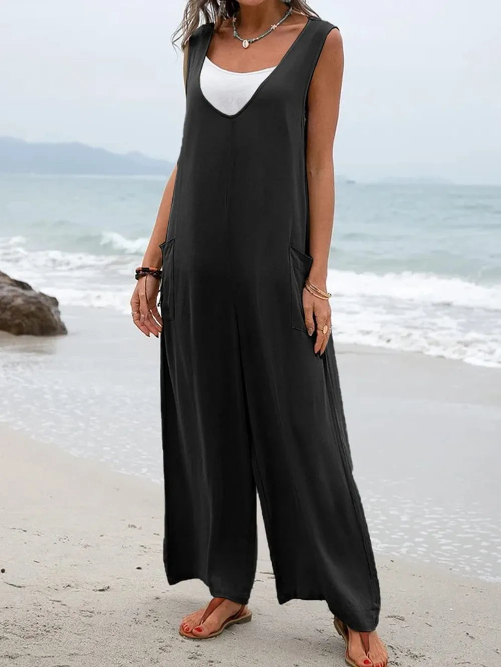 Spring and summer style women's jumpsuit sleeveless women's jumpsuit