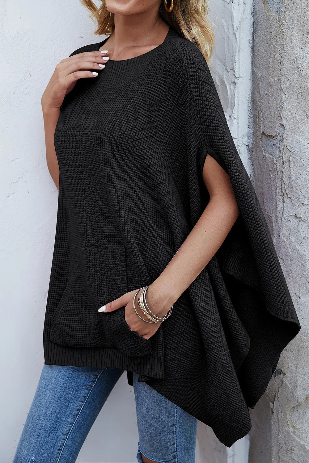Solid color casual style plus size women's knitted sweater