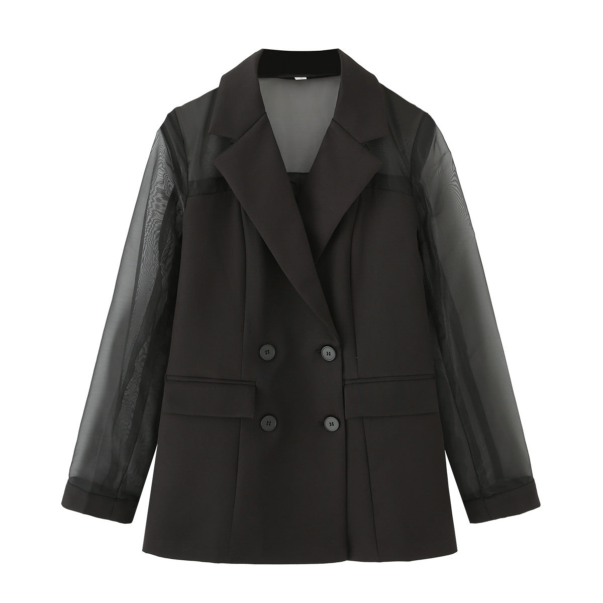 Collar long sleeved patchwork soft yarn suit jacket for women