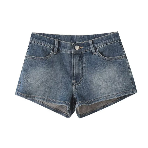 Casual loose vintage denim shorts for women