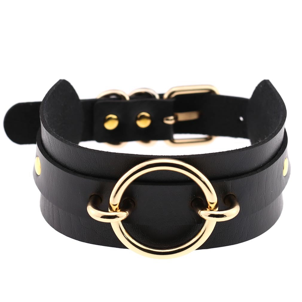 Exaggerated PU Leather Collar Neck Cover Wild O-shaped Necklace Neck Chain