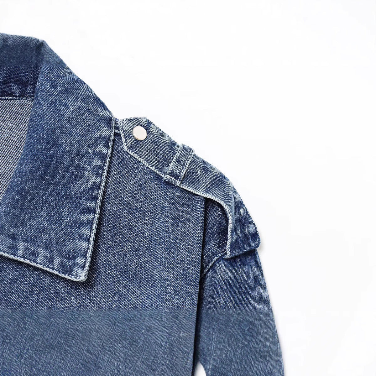Waist tied long sleeved denim jacket top for women