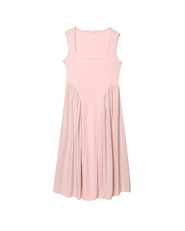 Square collar big skirt long suspender dress for women