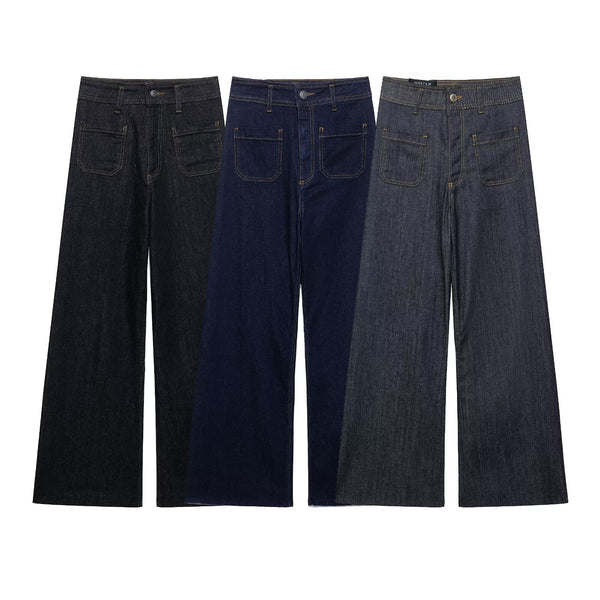 Fashionable and casual versatile high waist wide leg jeans for women
