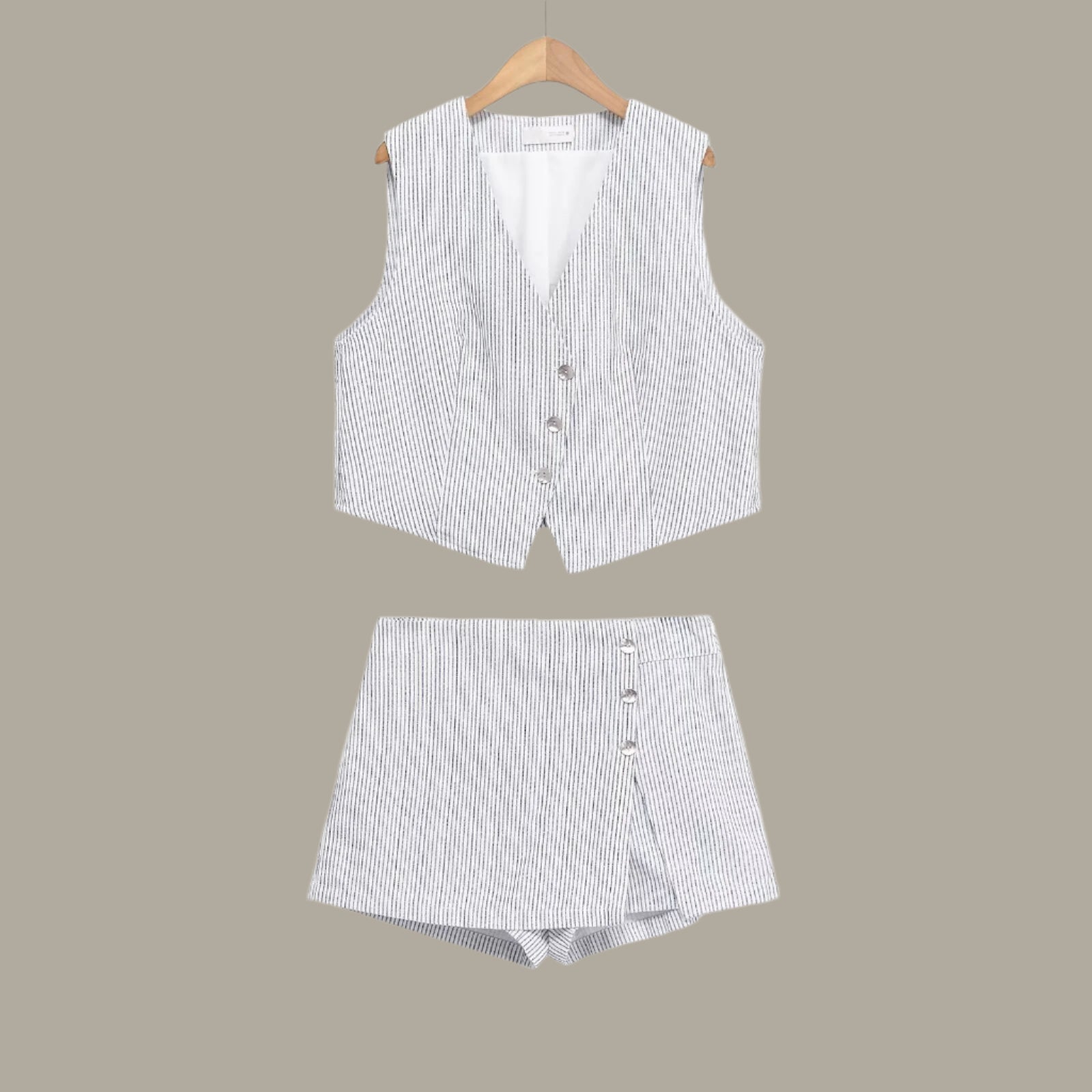 Striped vest top+striped shorts set for women