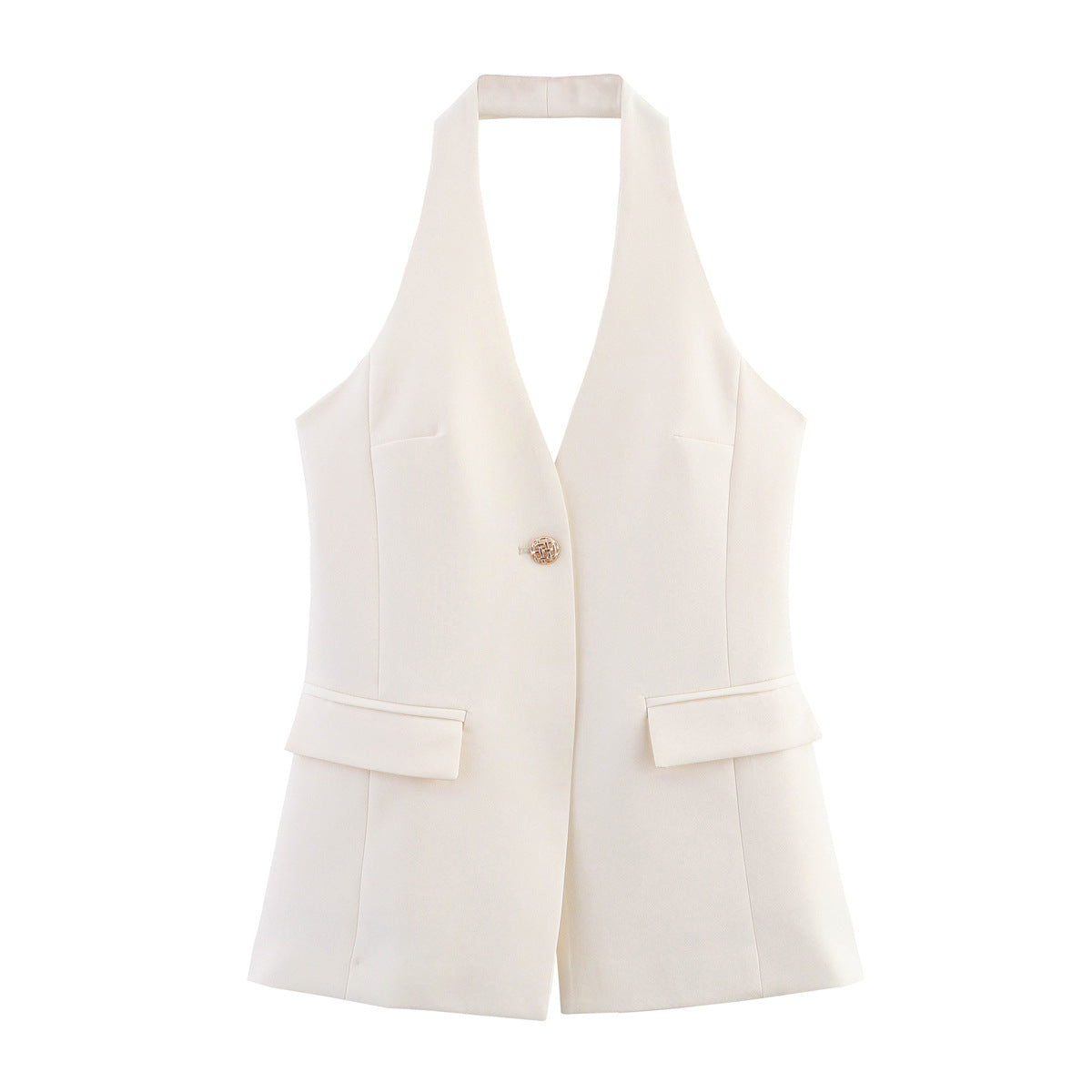 Slim fit one button neck hanging vest top women's vest