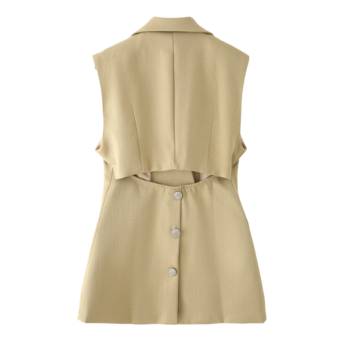 Women's European and American lapel sleeveless back hollow waist cinched suit vest