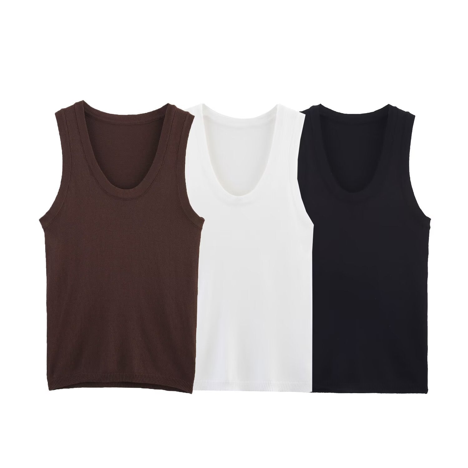 Fashionable slim fit U-neck flat needle basic knitted sweater top for women