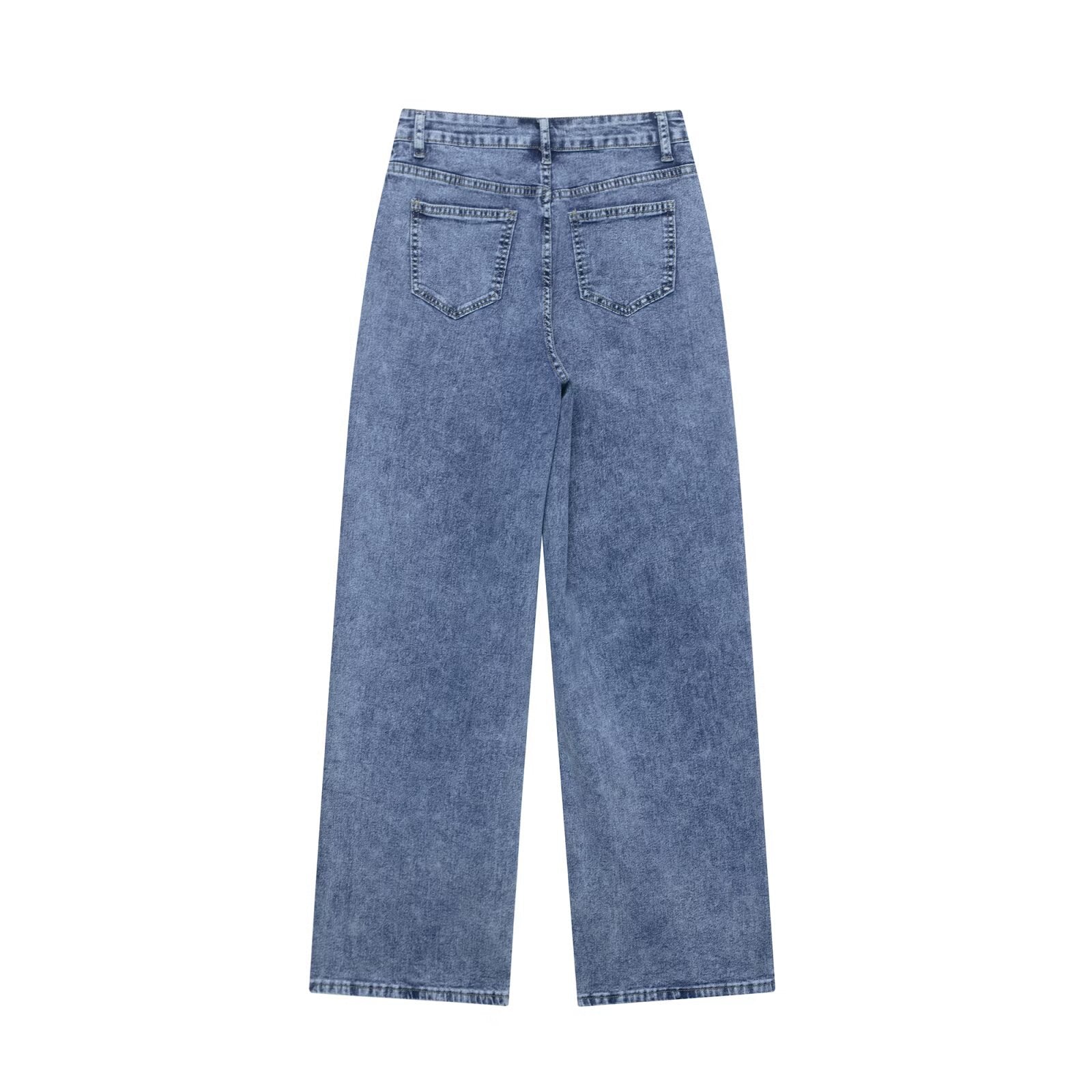 European and American style casual straight leg denim pants for women