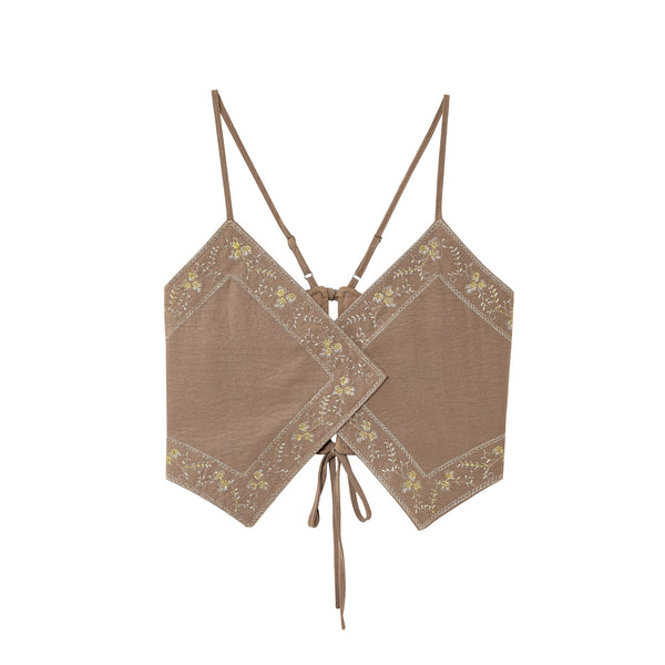 Embroidered V-neck camisole vest strapless top for women