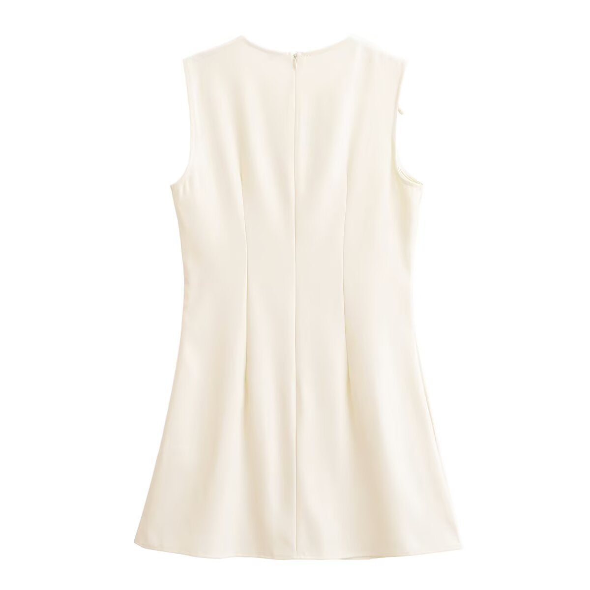 Bow tie tied round neck sleeveless short dress
