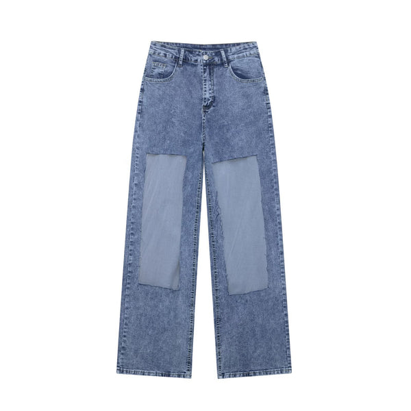 European and American style casual straight leg denim pants for women