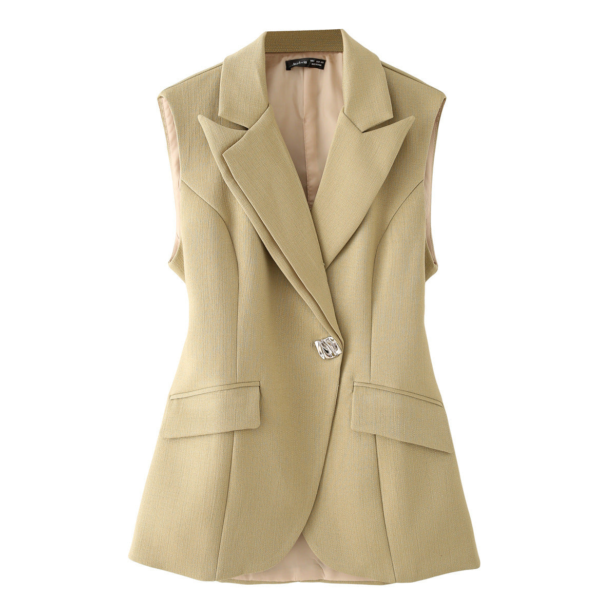 Women's European and American lapel sleeveless back hollow waist cinched suit vest