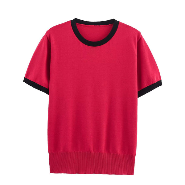 Women's European and American style round neck short sleeved T-shirt top