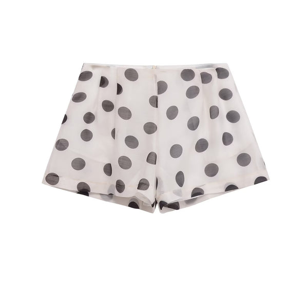 Polka dot neck top+polka dot skirt and pants set for women