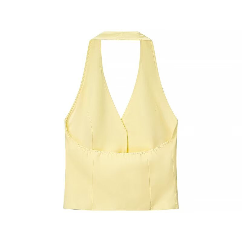 Women's European and American style V-neck hanging neck vest+casual shorts set