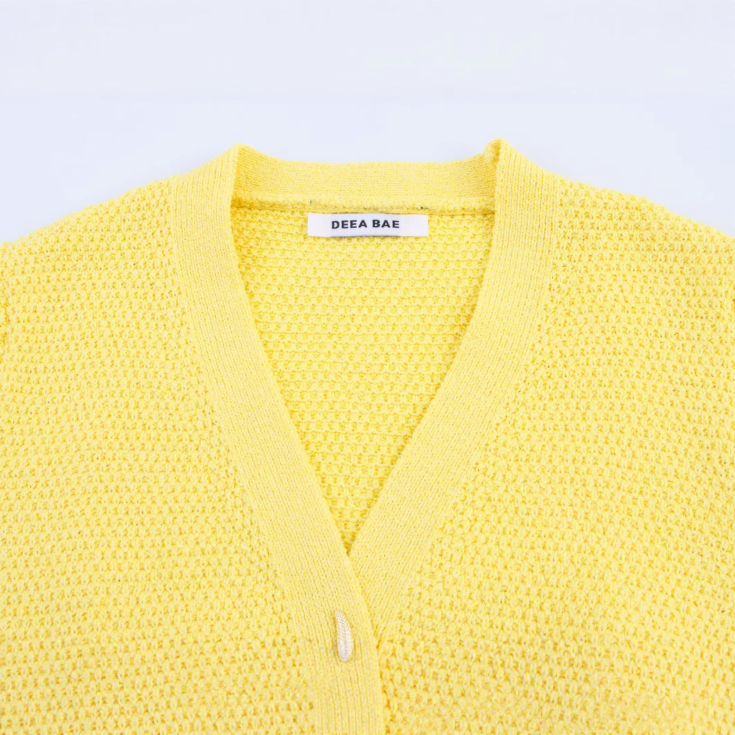 Fashion V-neck star button knit jacket for women