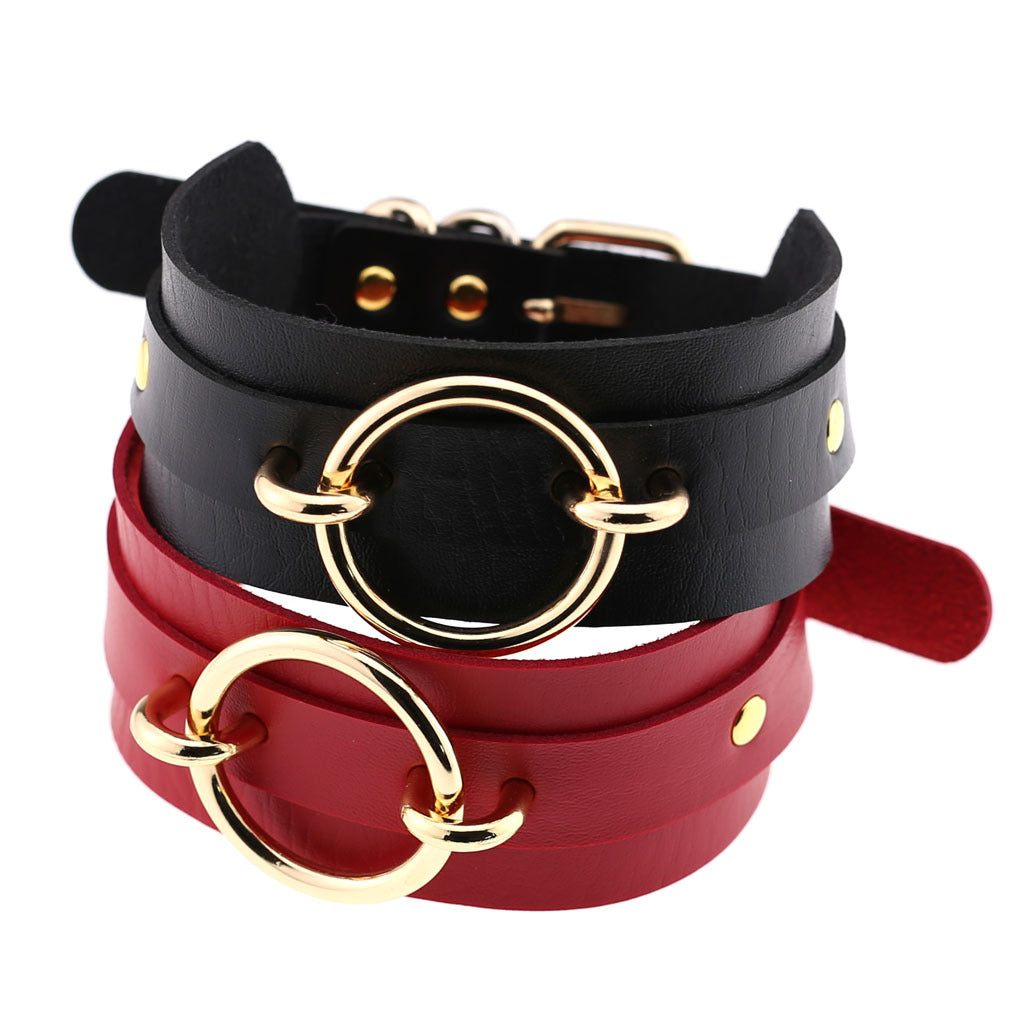 Exaggerated PU Leather Collar Neck Cover Wild O-shaped Necklace Neck Chain
