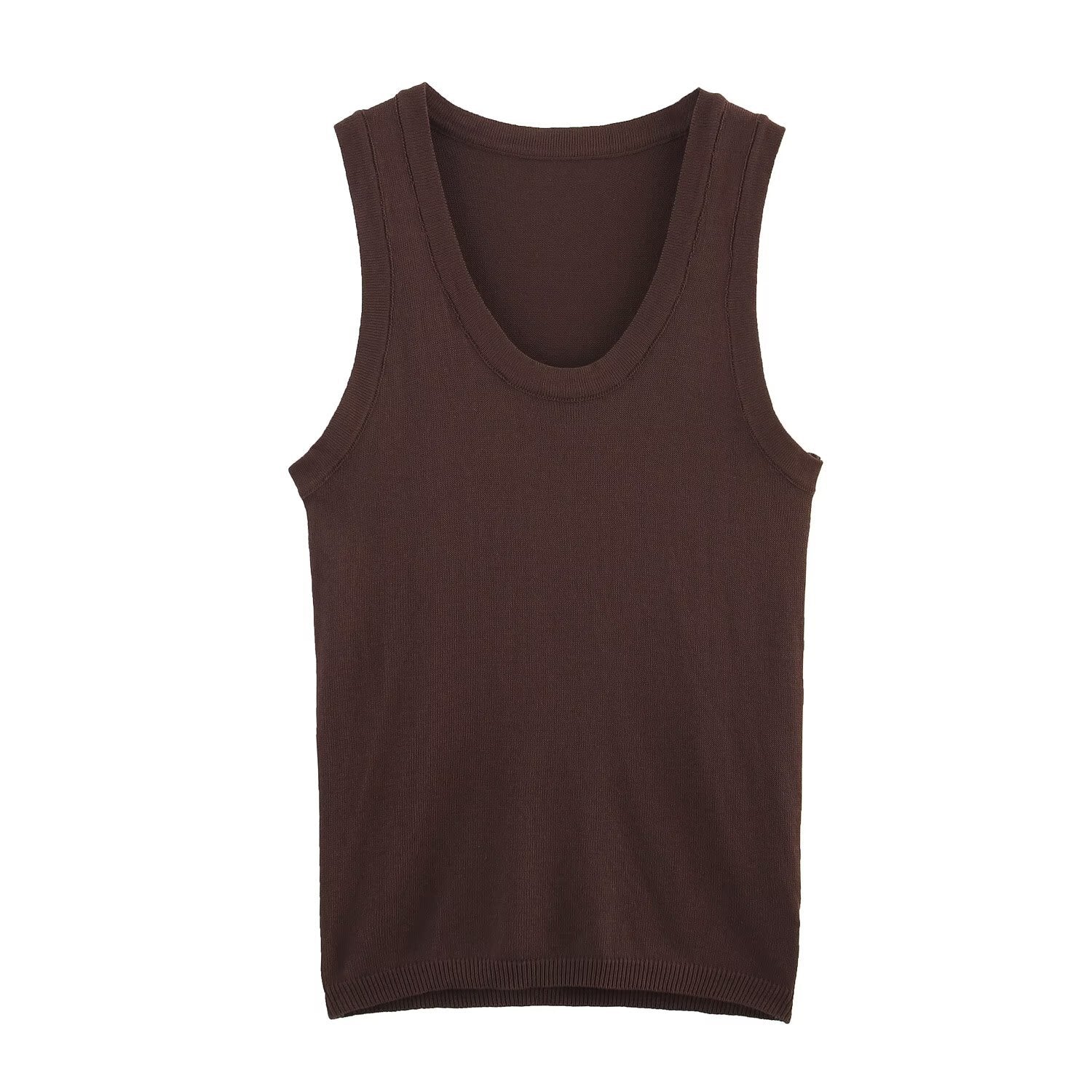 Fashionable slim fit U-neck flat needle basic knitted sweater top for women