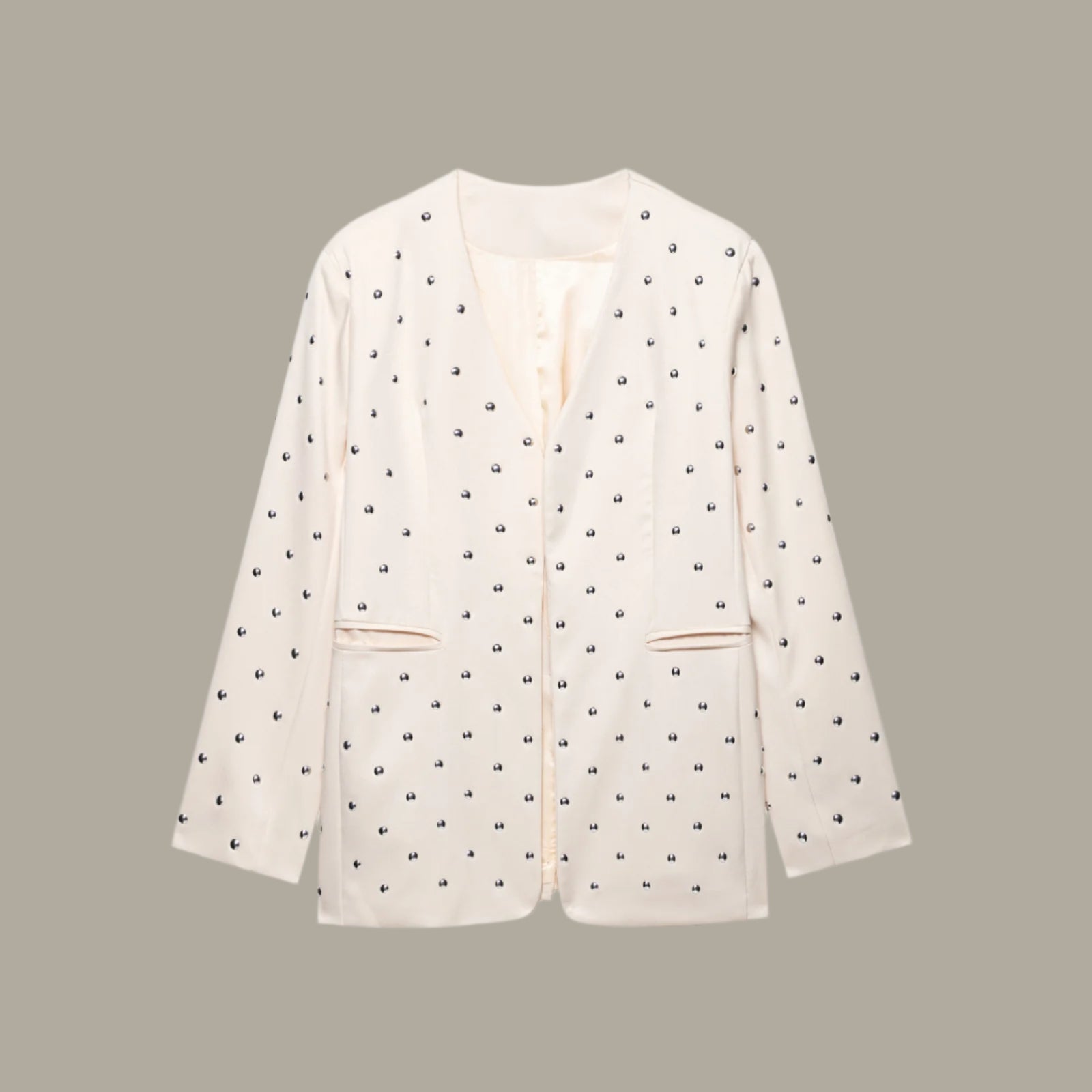 V-neck long sleeved studded suit jacket for women