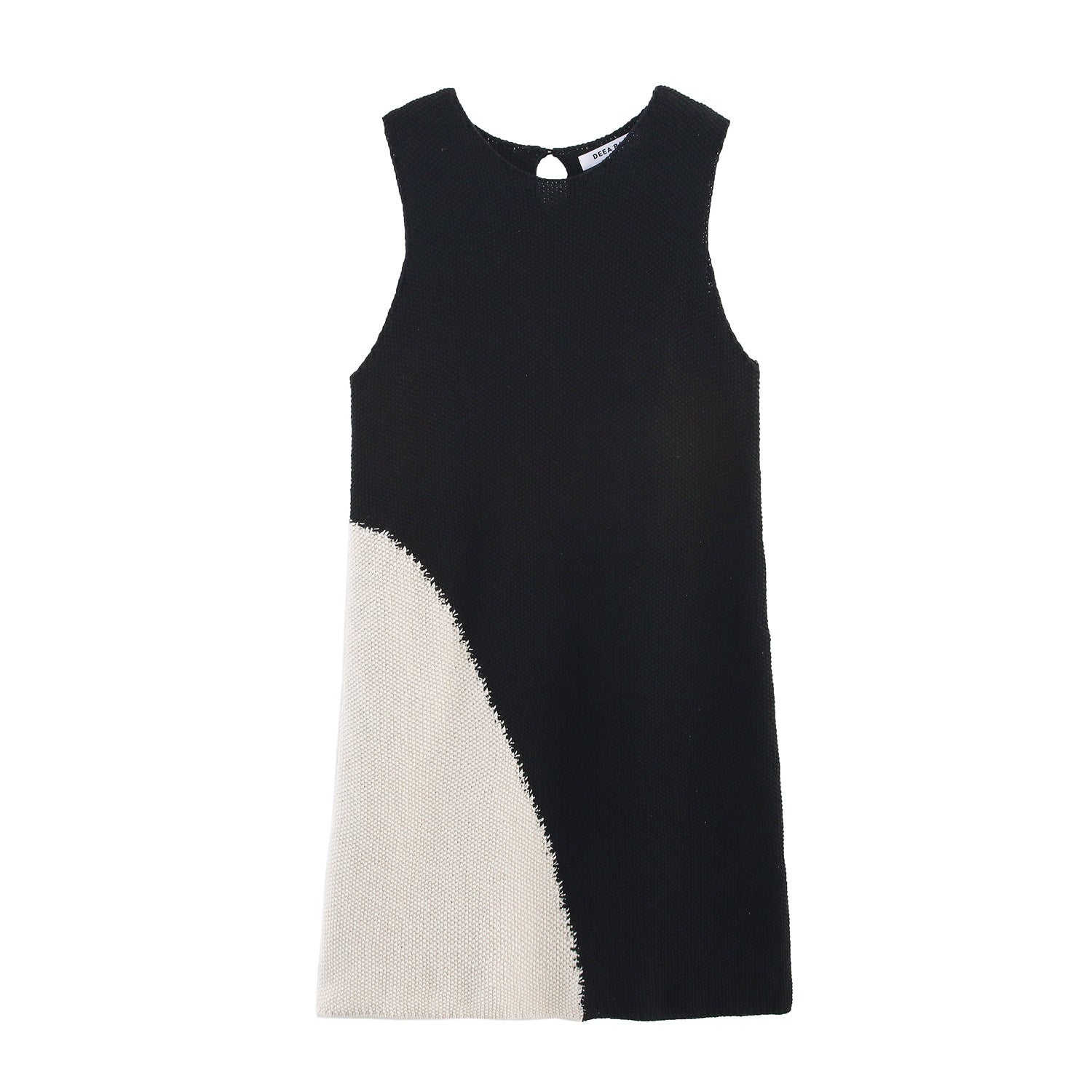 Round neck sleeveless contrasting knit dress for women